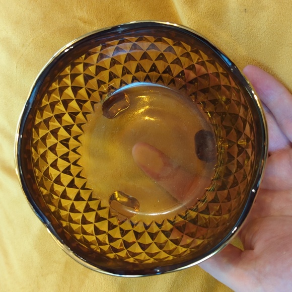 Indiana Amber Glass Diamond Point Candy Dish Bowl Vintage - Picture 3 of 5